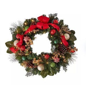 WREATH 60 LED FRONT DOOR 32" BEAUTIFUL GARLAND CHRISTMAS